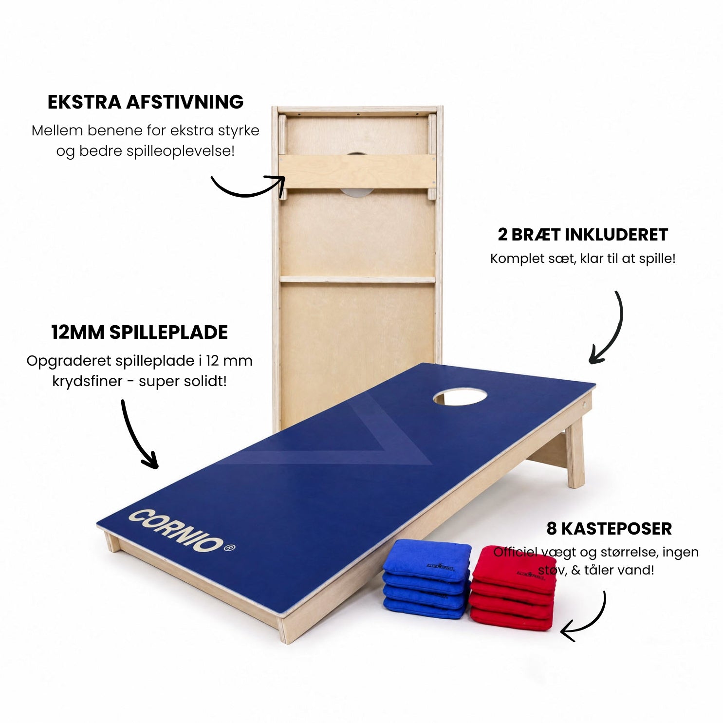 Cornhole sæt 120x60 cm. (Officielle mål)