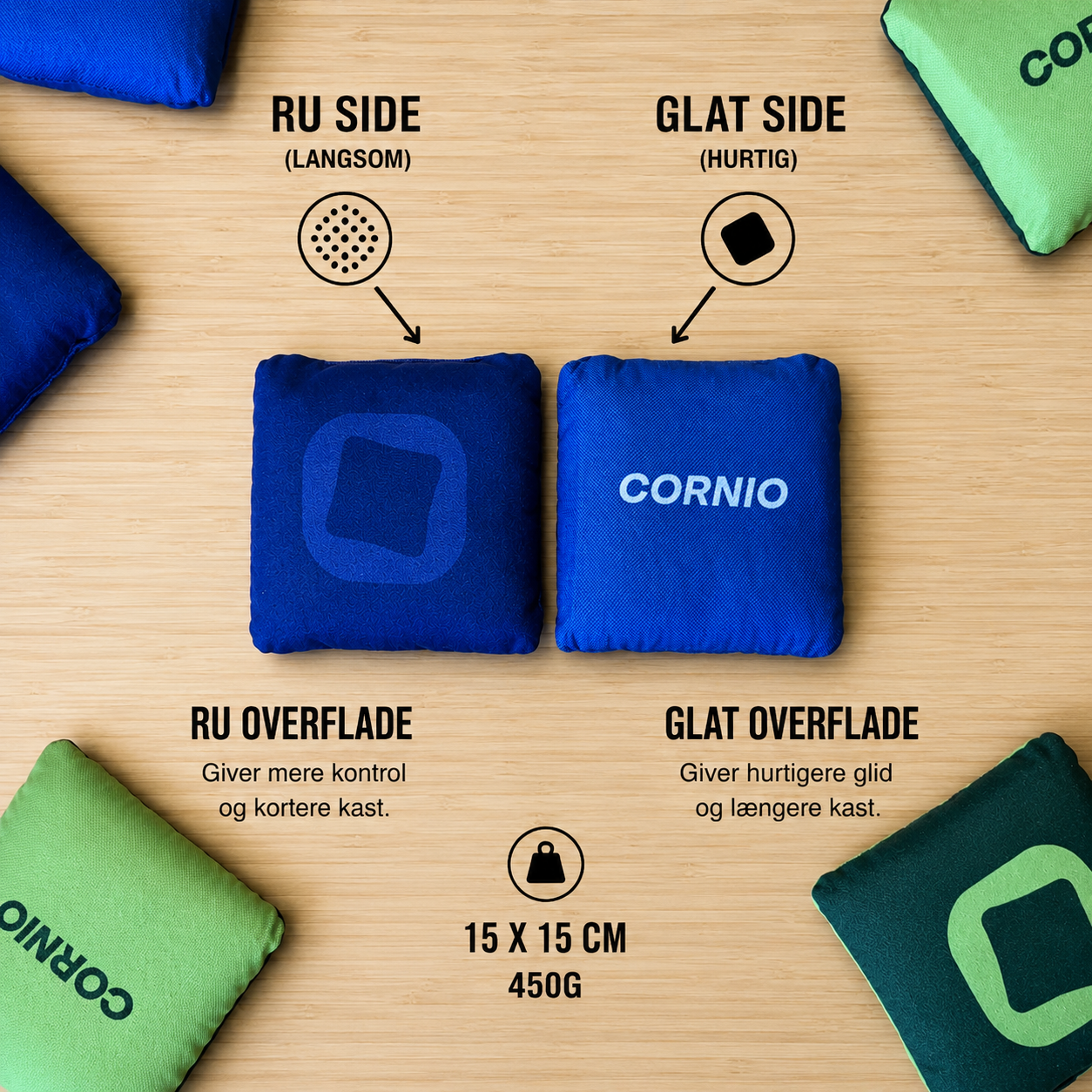 Cornio cornhole poser 8 stk. (Hurtig/langsom stof)